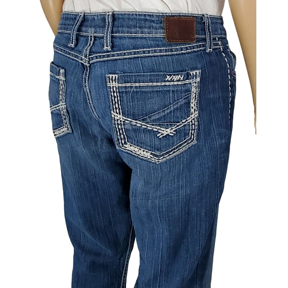 BKE Denim Medium Wash Taylor Bootcut Jeans Size 31R Missing button - Picture 4 of 7